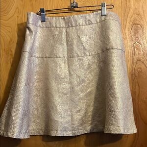 Gold shimmer mini skirt.